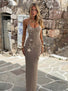 UMBRA MAXI DRESS TAN & WHITE Maxi Dress 
