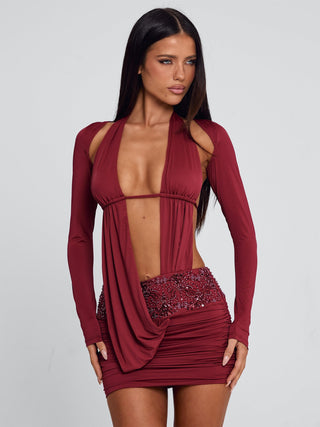 VENARI MINI DRESS BURGUNDY Mini Dress 