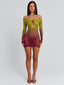 VESSIA MINI DRESS GREEN BURGUNDY Mini Dress 