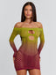 VESSIA MINI DRESS GREEN BURGUNDY Mini Dress 