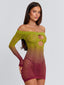 VESSIA MINI DRESS GREEN BURGUNDY Mini Dress 