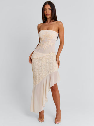 VICTOREA MIDI SKIRT CREAM Midi Skirt 