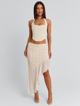 VICTOREA MIDI SKIRT CREAM Midi Skirt 