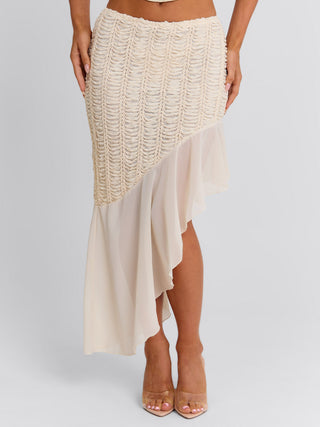 VICTOREA MIDI SKIRT CREAM Midi Skirt 