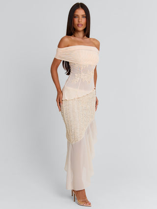 VICTOREA MIDI SKIRT CREAM Midi Skirt 