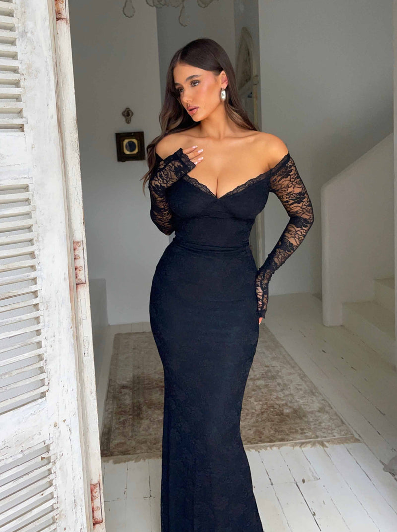 EMERSON MAXI DRESS SOLID BLACK Maxi Dress ROMANCE 