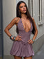 PAISLEE MINI DRESS DUSTY PURPLE