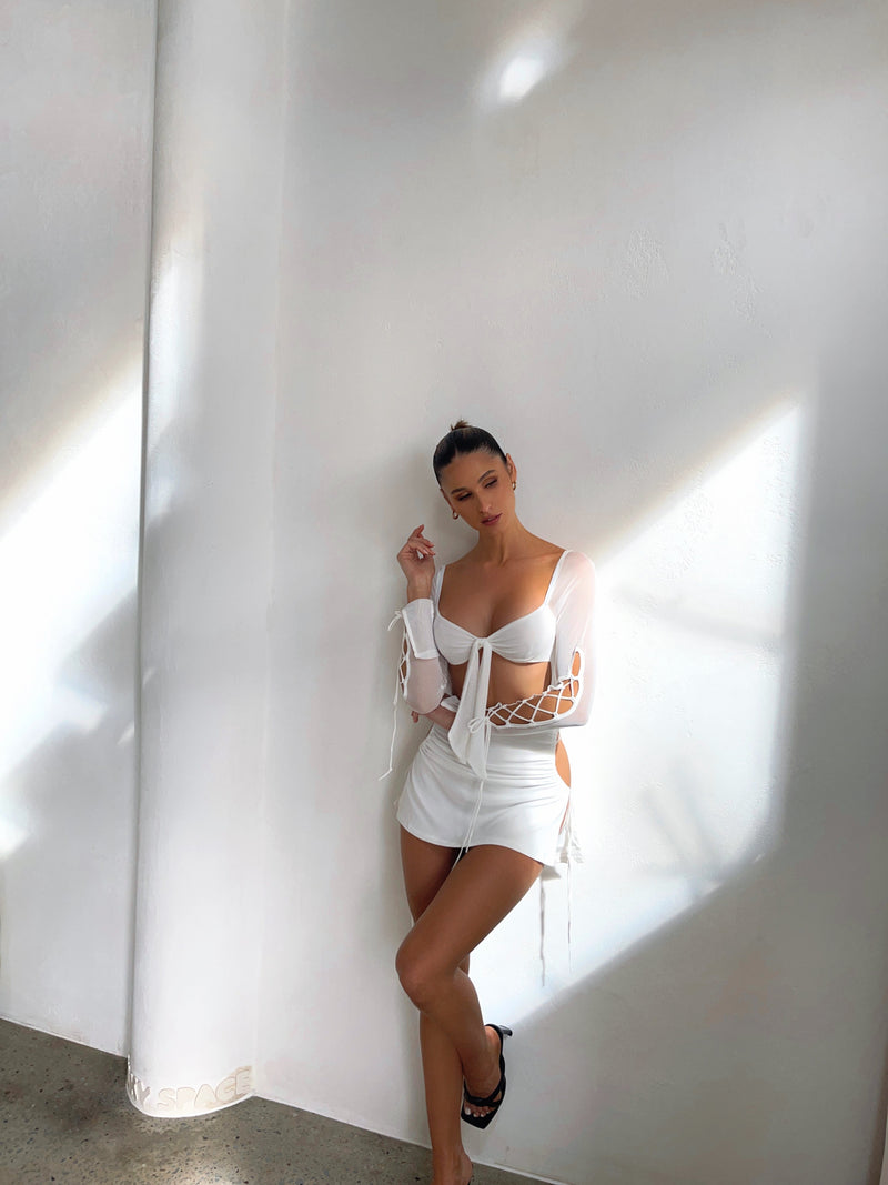 CINDY BABY DOLL MINI DRESS WHITE - OUTCAST EXCLUSIVES Generation Outcast Clothing 
