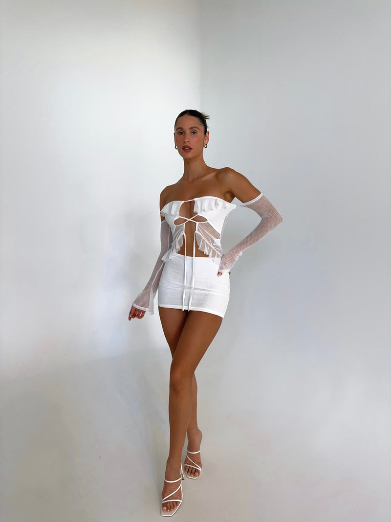 SATINE MINI SKIRT WHITE - OUTCAST EXCLUSIVES Generation Outcast Clothing 